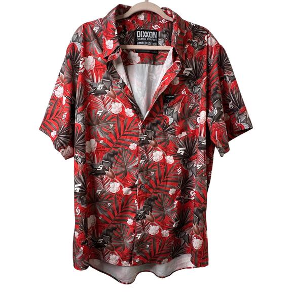 XL Dixxon Flannel Co Snap-On Tools Shirt Red Hawaiian Floral Button-Up Resort - Picture 1 of 5